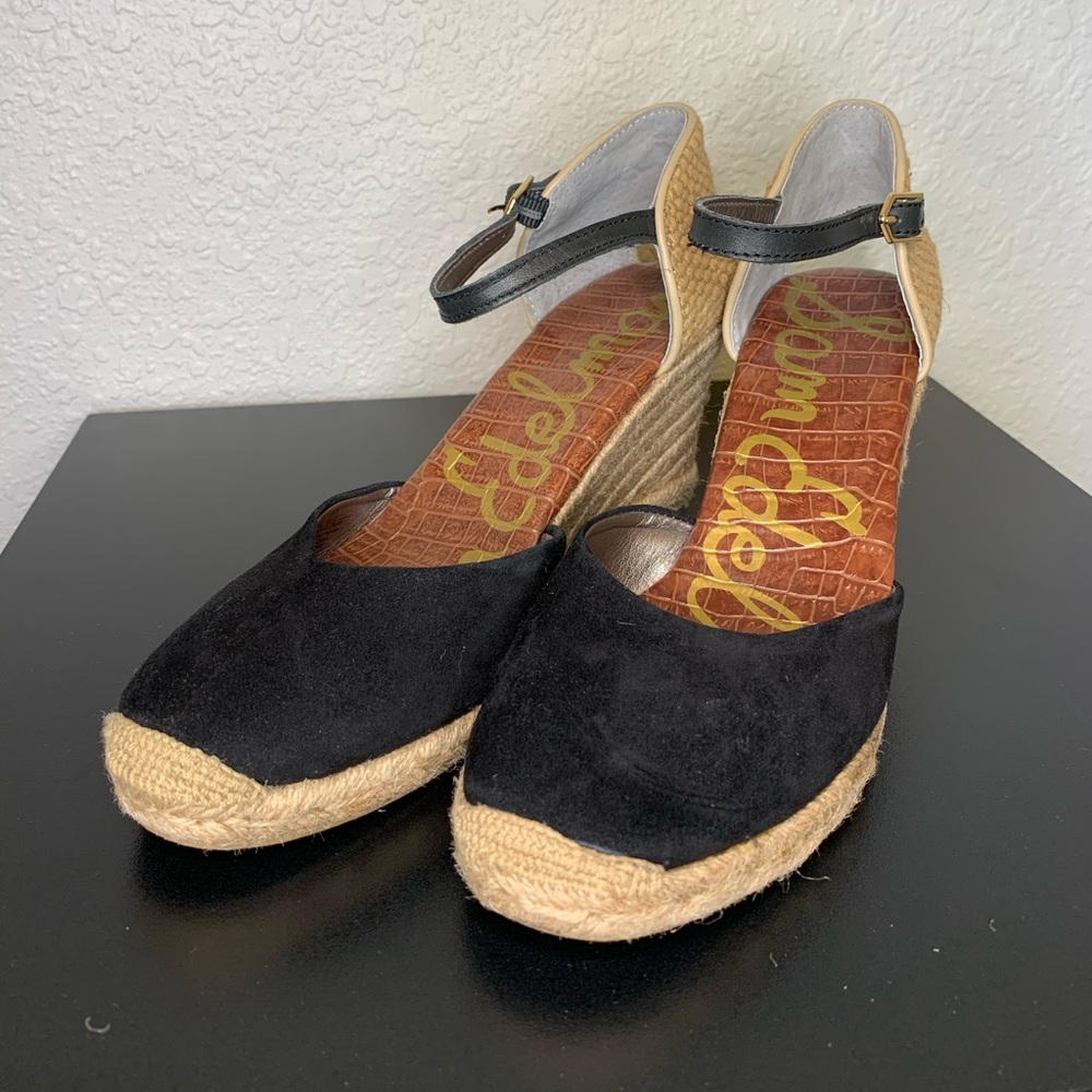 Sam Edelman Black Espadrille Wedges